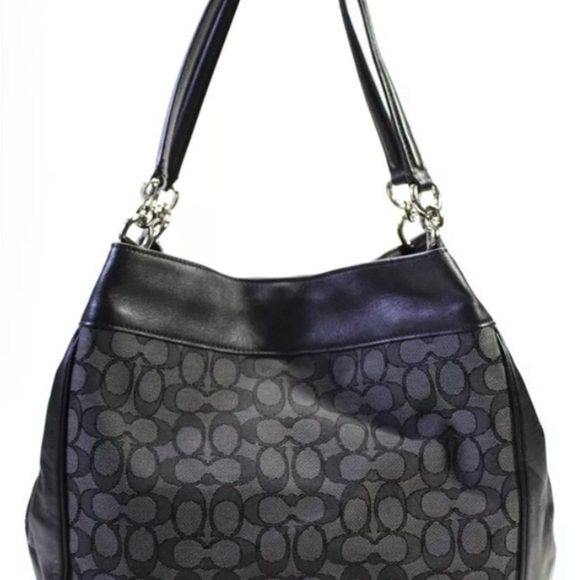 Coach Black and Gray Canvas & Leather Monogram Satchel. - Picture 4 of 10